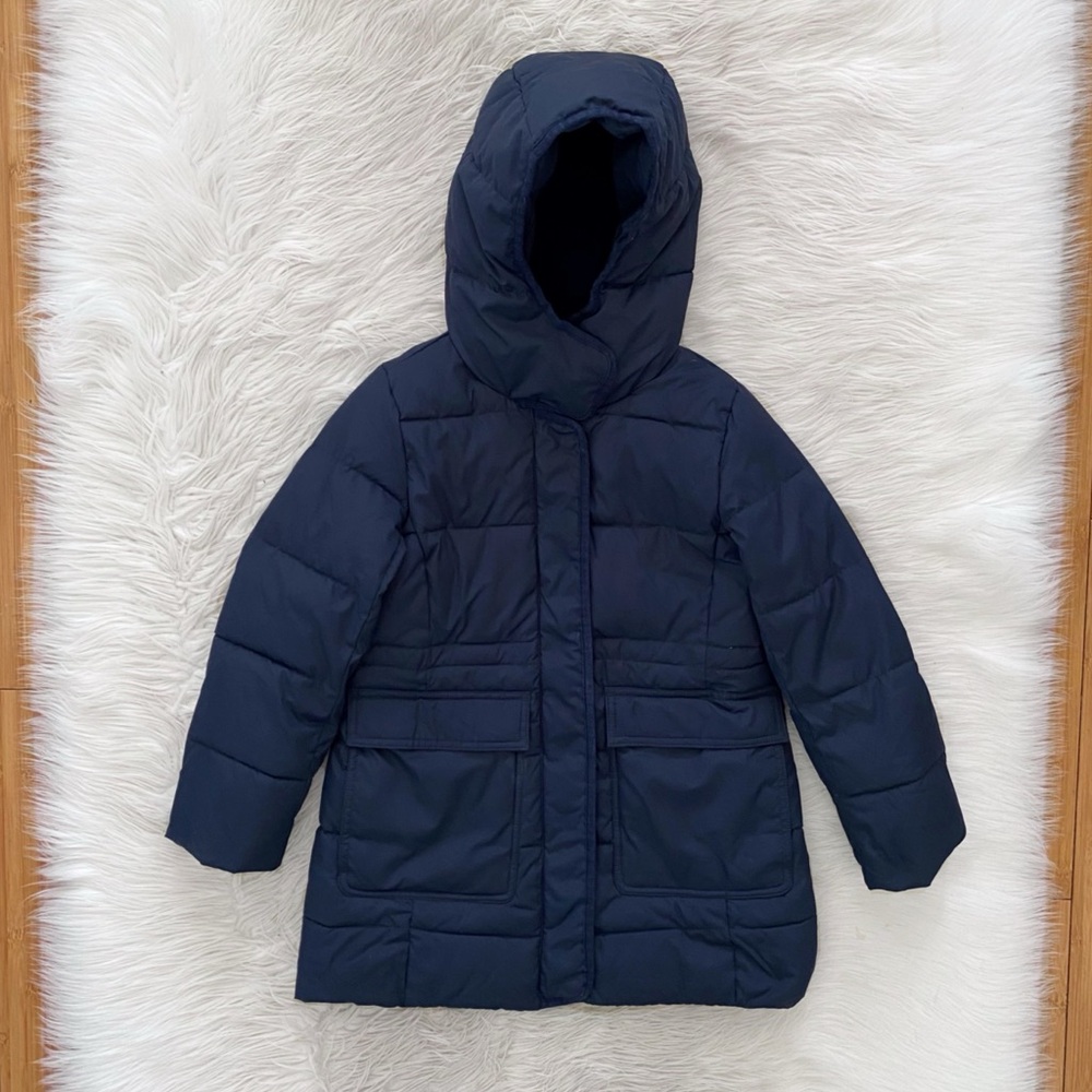 Crewcuts J. Crew Girls 8 Navy Blue Classic Parka Hooded Coat PimaLoft Jacket